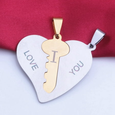 SHOPFIVE 2 pcs New Fashion Drop Shipping Peach Heart Key Shaped Pendent Carved Best Friends Necklace Charming Jewelry Without (Best Women's Carving Skis)