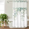 thumbnail image 3 of Eucalyptus Leaves No Hook Shower Curtain Waterproof, Bathroom Curtains with Snap in Liners and See Through Top Window, Sage Green Botanical Spring Summer Hotel Style Bathtub Curtains Shower 36"Wx78"L, 3 of 8