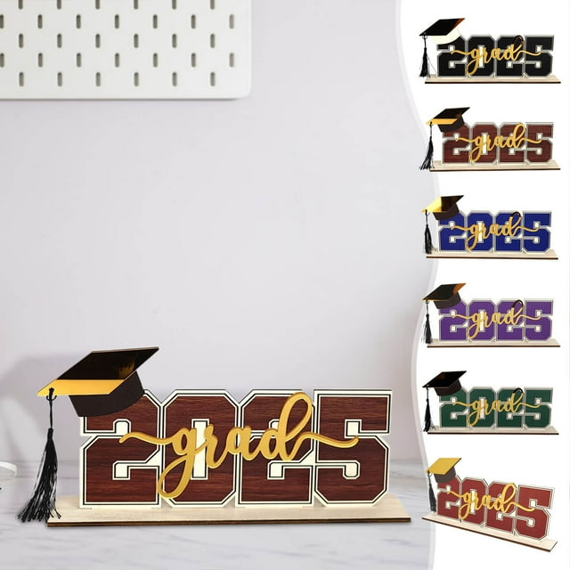 Fiudx Adorno de Madera para La Temporada de Graduación, Exquisita Artesanía, Madera Natural, Expositor Multifuncional, Organizador de Fotos, Regalo de Graduación, Decoración Navideña, Juego de 1 Piez