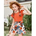 thumbnail image 4 of Arshiner Girls 2 Piece Summer Outfits Ruffle Short Sleeve Shirts Top and High Waist Paper Bag Shorts Set with Pockets, 4 of 6