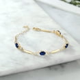 thumbnail image 3 of Gem Stone King 18K Yellow Gold Plated Silver Blue Created Sapphire and White Zirconia Tennis Bracelet for Women | 4.24 Cttw | Gemstone September Birthstone | Oval 7X5MM | 6 inch + 1 inch Extender, 3 of 3