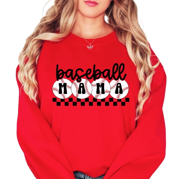 Baseball Sweatshirt for Mom's Checkered Baseball Mom Sweatshirt Women Gift for Softball Mom