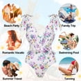 thumbnail image 5 of 1 juego de bañador de una pieza con estampado floral ajustado para mujer con falda cruzada multiusos, 5 of 5