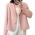 thumbnail image 2 of Slatcetga Short Suit Jacket Long Sleeve Single Breasted Notched Turn Down Collar Open Front Jacket for Women Pink M, 2 of 8