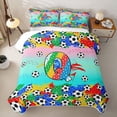 thumbnail image 2 of Homewish Letter Q Teal Gradient Soccer Ball Print Quilt Full,Sports Monogram Full Bedspread Sets For Kids Boys And Girls,3-Piece, 2 of 7