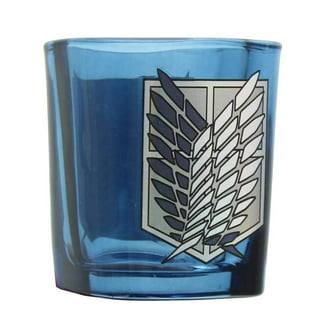 Blue and Gold Wavy Ribbons Glass Cup