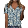 thumbnail image 2 of Taylonsss Women Fashion Casual Shirts Short Sleeve Loose Tee Tops V Neck Blouse, 2 of 4
