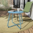 thumbnail image 4 of Round Coffee Table - Modern Cross Base Design, 4 Silent Fixed Wheels, Multi-Functional Side Table for Home/Office - Grey Blue, 4 of 8