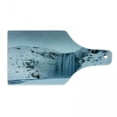thumbnail image 1 of Waterfall Cutting Board, Frozen River Heavenly Landscape View Mountains Covered Snow Art, Decorative Tempered Glass Cutting and Serving Board, Wine Bottle Shape, Petrol Blue, by Ambesonne, 1 of 1