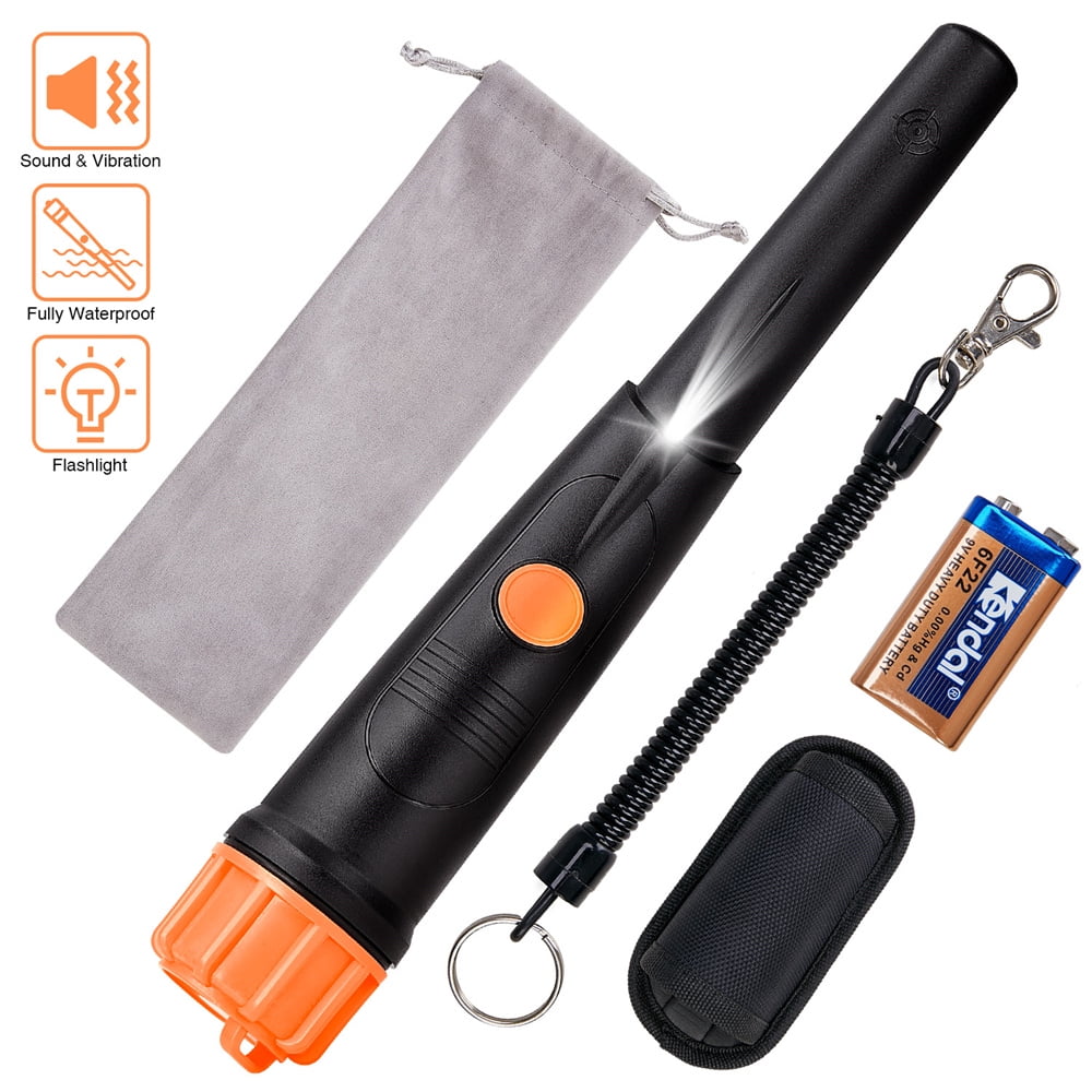 POVO Metal Detector Pinpointer Fully Waterproof to 10 Meters Underwater Upgraded Sensitivity Professional Treasure Hunt Tool 2 Batteries Included for Kids Adults Black