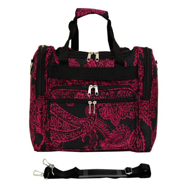 World Traveler 16inch CarryOn Duffel Bag Black Pink Paisley