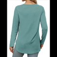 thumbnail image 4 of Camisa de Larga con Cuello Redondo para Mujer, Básica, Holgada, Informal Lago Azul L, 4 of 5