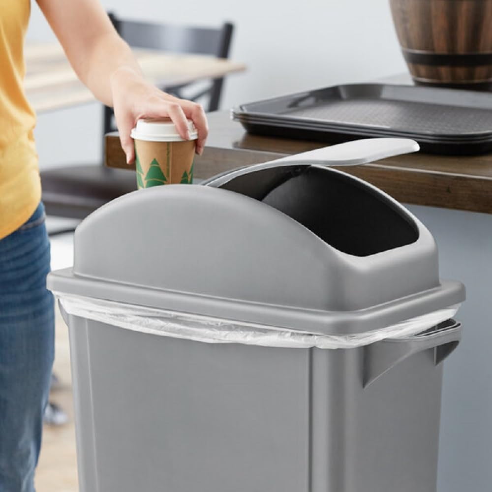 TrueCraftware- 23 Gallon Rectangular Trash Can Lid only 20-1/2" x 11-1/4" x 6-1/4" Gray Color- Wastebasket Garbage Bin Lid Recycling Bin Cover Kitchen Bathroom Bedroom Office Trash Can