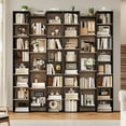 thumbnail image 3 of Homfa 21-Cube Bookcase, 71’’ Tall Wooden Bookshelves with Adjustable Shelves, Triple Wide CD Display Storage Organizer Shelf for Home Office, Black+Brown, 3 of 8