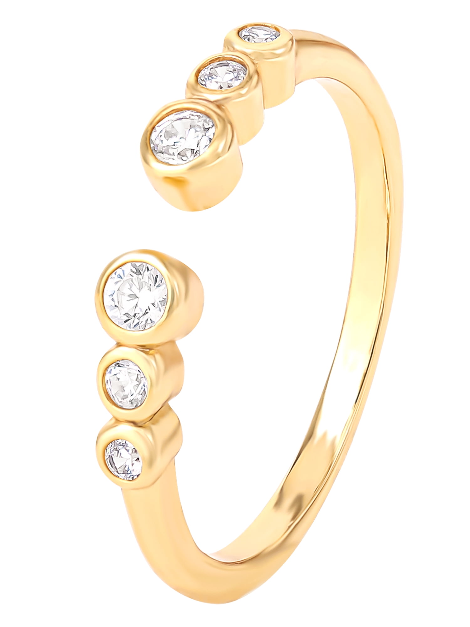 JS Jessica Simpson Women's CZ Ring Set, Gold Plated Sterling Silver, 2pcs