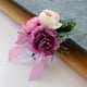 thumbnail image 3 of Ramillete de flores Té Rosa Clavel Boutonniere Pin Accesorio de recepción Púrpura rosado Gloria Ramo de Boutonniere de boda, 3 of 7