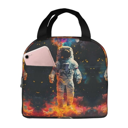 Insulated Lunch Bag for Women Men - Astronaut Cosmic Rainbow Leakproof Cooler Lunch Box for Women Men  Lunch Tote Bags for Work School Picnic Travel