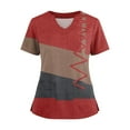 thumbnail image 1 of Ktyne Tuniques Médicales pour Femmes à Col en V, Hauts de Sarrau à Manches Courtes Extensibles, Blouse d'Infirmière Douce, Hauts de Sarrau avec Poche, Rouge, TTTG, 1 of 4