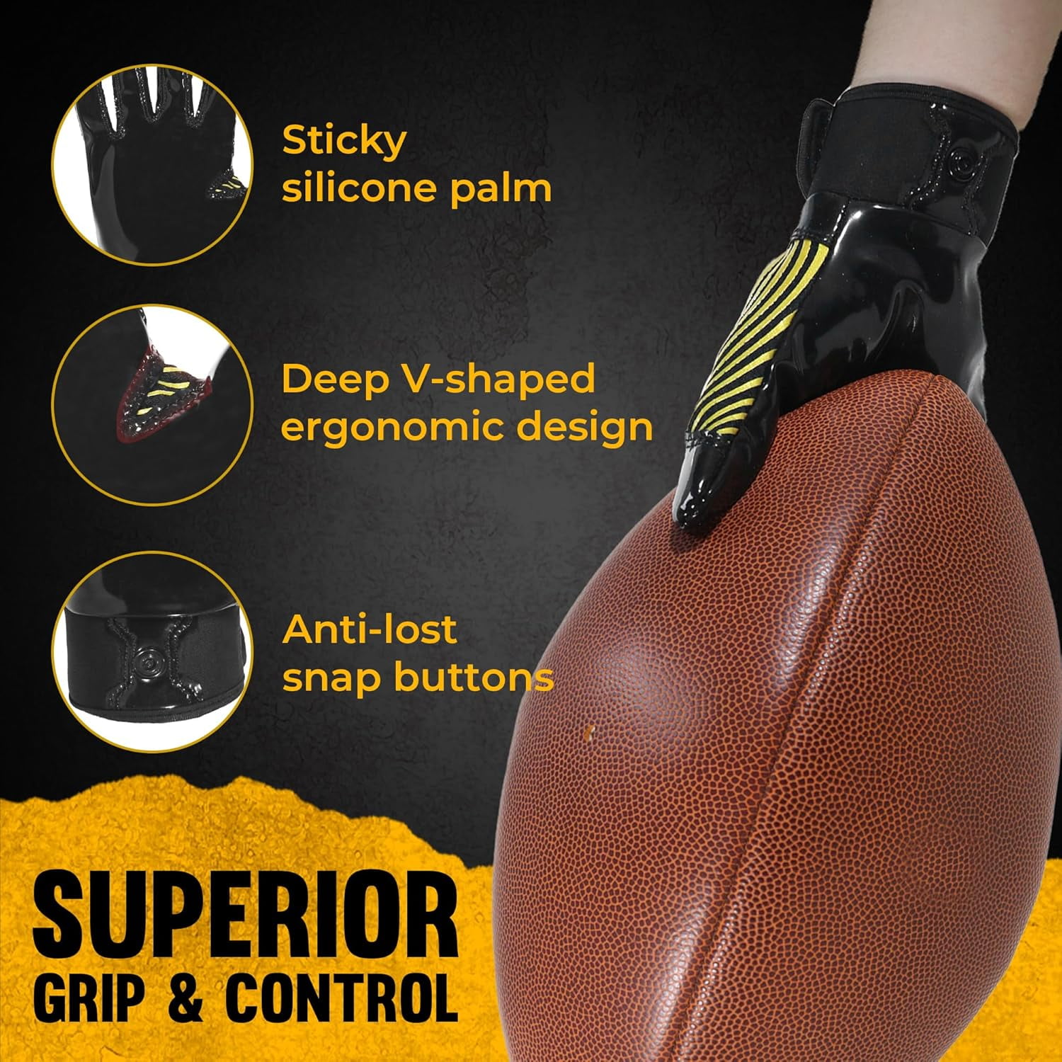 Youth Football Gloves, Kids Sticky Receiver Gloves,Super Grip Football Glove Best Gift for Boys,Girls