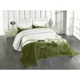 thumbnail image 3 of Ambesonne Olive Green Quilted Bedspread Set 3 Pcs, Wedding Inspired, Queen Size, Pale Green White, 3 of 5