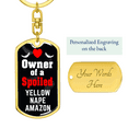 thumbnail image 3 of Yellow Nape Amazon Bird Stainless Steel or 18k Gold Premium Swivel Dog Tag Keychain, 3 of 8