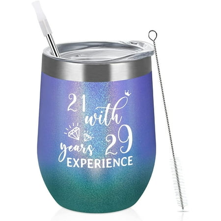 

50th Birthday Gifts for Women - 50th Birthday Wine Tumbler 12oz Insulated Wine Tumbler with Lid and Straw 50 Years Old Birthday Gifts for Anniversary Decorations