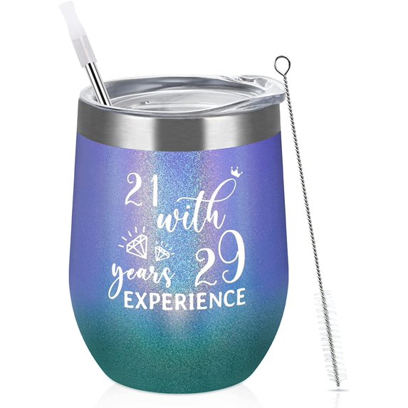 50th Birthday Gifts for Women - 50th Birthday Wine Tumbler 12oz Insulated Wine Tumbler with Lid and Straw, 50 Years Old Birthday Gifts for Anniversary Decorations
