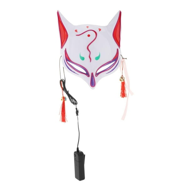 Máscara de zorro LED genial para disfrazarse y jugar a la simulación, decoración para fiesta de Halloween púrpura
