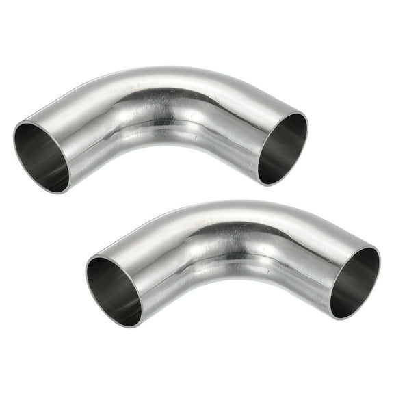 2pcs 90 Degree Mandrel Bend Elbow, 1 1/2 Inch OD Steel Exhaust Elbow Exhaust Piping Connector 304 Stainless