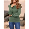 thumbnail image 2 of PRETTYGARDEN Women's Ruffle Long Sleeve Sweaters Crew Neck Lightweight Sweater Fall Trendy Ribbed Knit Pullover Tops, 2 of 6