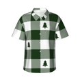 thumbnail image 1 of Balery Green White Lumberjack Plaid Camisas hawaianas de manga corta para hombre, camisas playeras de corte holgado, camisas de vacaciones con botones,Medium, 1 of 7