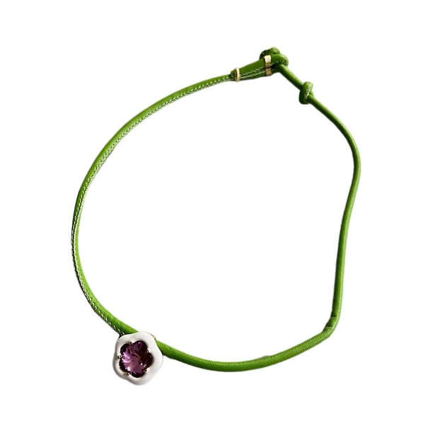 Flower shape Collar de cadena con colgante Gargantilla Collar de cadena de cuero Forma de corazón/flor/cuadrado