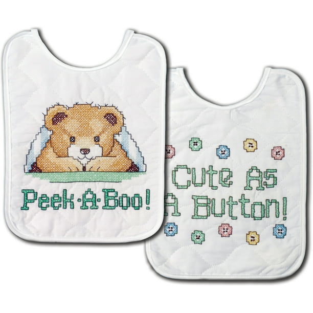 Tobin Stamped Cross Stitch Bib Pair Kit 8"X10" 2/PkgUnder The Covers