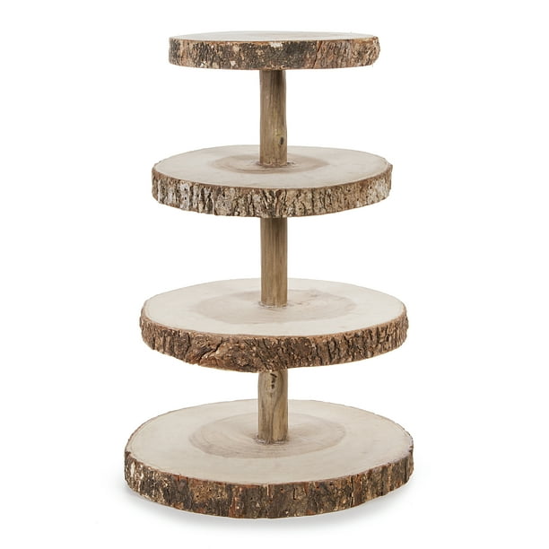 David Tutera 4Tier Rustic Wood Slice Dessert Stand