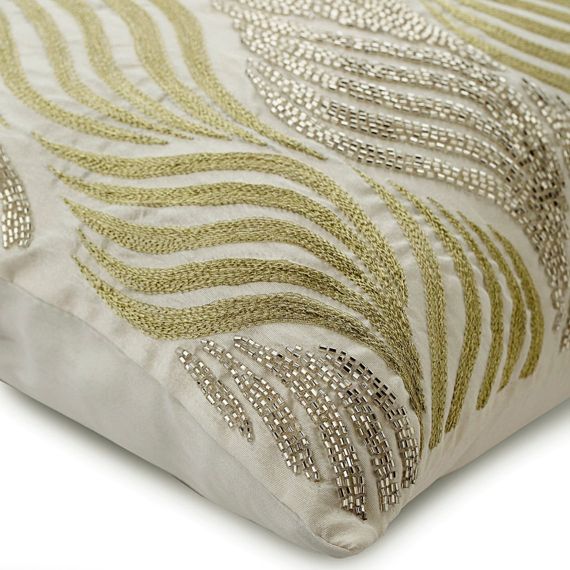 Pillow Cover 20x20 White, Sparkly Beads Floral Theme Pillow Cover, 20x20 inch (50x50 cm) Throw Pillow Cover, Floral Pillow Cover, Square Cotton Linen Pillow, Modern, Abstract - Bijoux