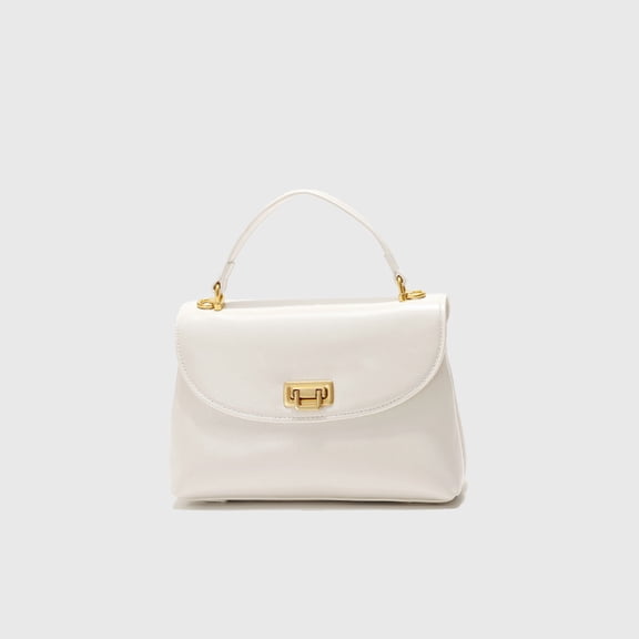 Alikpop Gold Lock Soft Mini Square Handbag, Removable Adjustable Strap Daily Shoulder Crossbody Purse for Women, Off-white