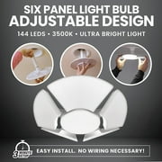 Bell and Howell Socket Burst Six Panel Ceiling Light 144 LED Bulbs 3000 Lumen for Garage Home