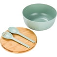 thumbnail image 3 of Bamboo Fiber Salad Bowl with Servers Set - Large 9.8 inches mixing bowls Solid Bamboo Salad Wooden Bowl with Bamboo Lid Spoon for Fruits,Salads and Decoration (Black, 9.8INCH) - Blue -green, 3 of 6