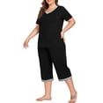 thumbnail image 5 of Cueply Women Plus Size Pajamas Set Short Sleeve Pjs Sleepwear Loungewear Nightwear with Pockets, 5 of 7