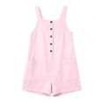 thumbnail image 5 of cfhntfmh Summer Rompers for Women Casual Loose Fit Shorts Square Neck Sleeveless Button Jumpsuits Summer Vacation Clothes, 5 of 6