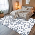 thumbnail image 5 of 5x8 Area Rugs, Blue Flower Non-Skid Rubber Backing Large Rectangle Rugs - Living Room Bedroom Home Office, Vintage Farmhouse Boho Leaf Spring Summer Indoor Floor Mat Carpets Washable Rug, 5 of 9