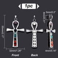 thumbnail image 3 of Vintage Chakra Jewelry Brass Gemstone Big Pendants with Alloy Findings Ankh Cross Platinum 55x32x4mm Hole: 5x8mm 1pc/box, 3 of 9