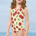 thumbnail image 4 of FOR U DESIGNS Cherry One Piece Bathing Suit Girls 5-6 Years Old Summer Beach Swimsuit Comfy Sleeveless Swimwear Breathable Non-Snaps Bodysuit, 4 of 8
