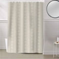 thumbnail image 5 of Fabric Shower Curtain, Boho White Striped Farmhouse Style Beige Shower Curtains with 12 Hooks Waterproof Machine Washable Bath Curtains for Bathroom, 48x 72in, 5 of 6