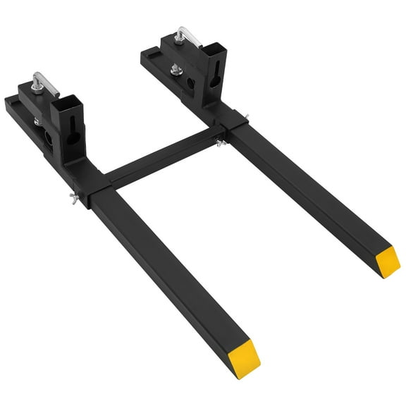 Pinypikaka 43" 2500lbs Clamp on Pallet Forks Heavy Duty Tractor Forks with/without Adjustable Stabilizer Bar Quick Attach Pallet Fork for Bucket Tractor Loader Skid Steer