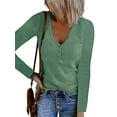 thumbnail image 1 of Fashnice Hauts pour Femmes Tunique à Col Boutonné Blouse T-Shirt Ample Chandail de Travail Vert 2TG, 1 of 2