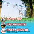 thumbnail image 1 of Double Ninja Slackline Obstacle Course for Kids - 80 Foot Line - Monkey Bars Playground Equipment - Ninja Warrior Course with Monkey Bars for Kids - Ninja Ropes Course - Patented Double Line Design, 1 of 5