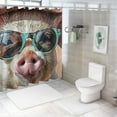 thumbnail image 7 of Patifu Pig in Hat and Sunglasses Chic Modern Bathroom Decor Shower Curtain with Hooks 69"x72, 7 of 7