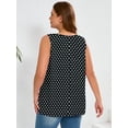 thumbnail image 7 of Women's Plus Size Tank Top with Keyhole Neckline Summer Relaxed Fit Black White Polkadots 1X Chiffon Sleeveless Floral Tops Embellished Front for Casual Outfits, 7 of 7