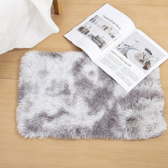 SAYFUT Super Soft Indoor Modern Shag Area Silky Smooth Fur Rectangle Rugs Fluffy Rugs Anti-Skid Shaggy Area Rug Dining Room Home Bedroom Carpet Floor Mat, 15.7''x23.6''(Door Rug)